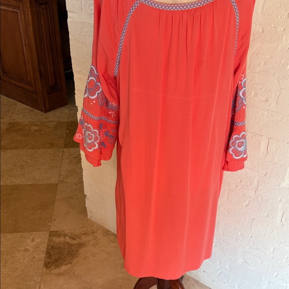 Southern Tide Coral Dress with Blue Embroidery - Picture 5 of 5